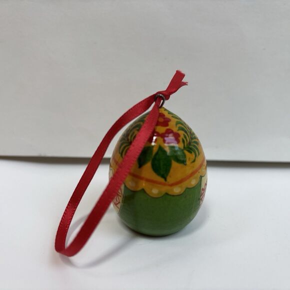 Matryoshka Wooden Doll Egg Hand Painted Babushka Russia Christmas Ornament - Picture 3 of 9